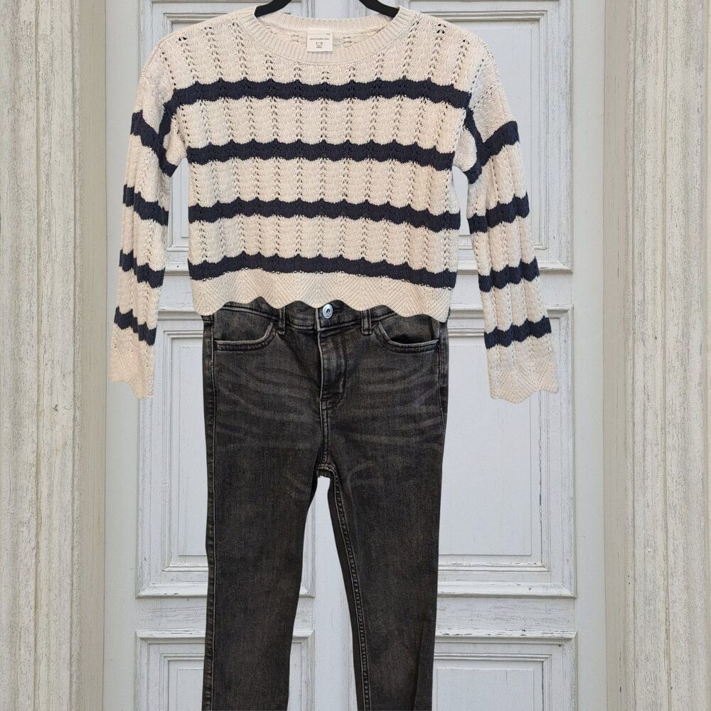 Abercrombie Kids Outfit Sweater Jeans Set Striped Size 9 10